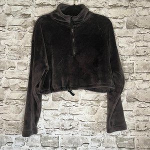 Urban Outfitters Angela Plush Cropped 1/2-Zip